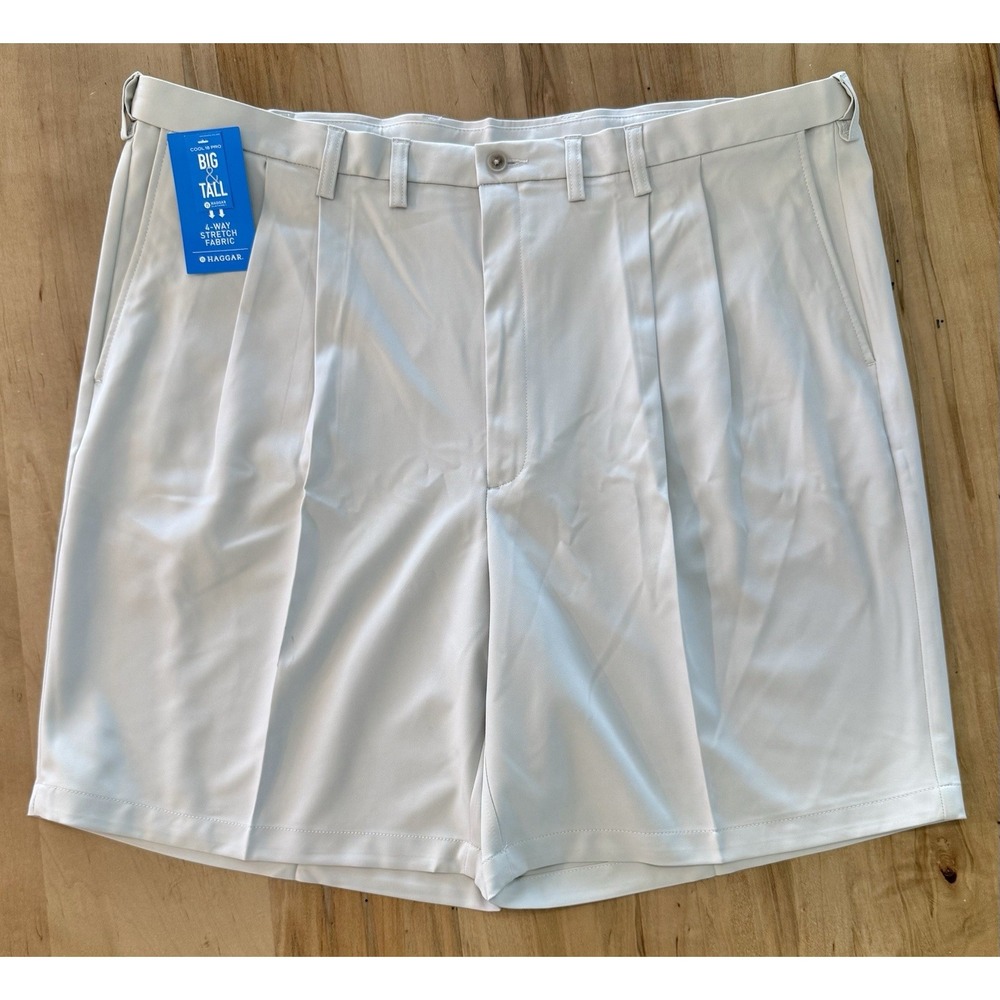 Haggar Cool 18 Pro Golf Shorts Mens Size 46 Pleated Expandable Waist Comfort